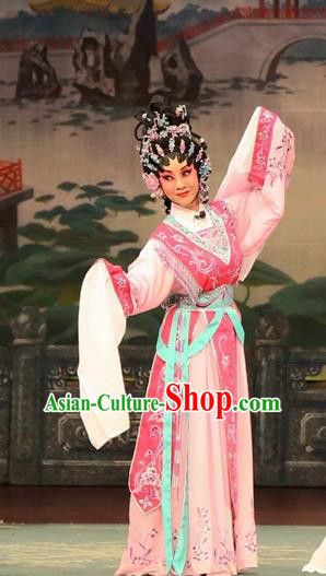 Chinese Cantonese Opera Hua Tan Garment Princess Zhaojun Costumes and Headdress Traditional Guangdong Opera Diva Apparels Young Beauty Dress
