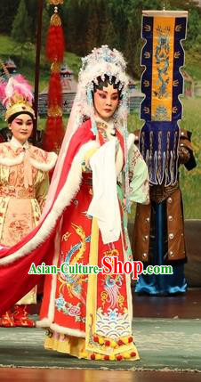 Chinese Cantonese Opera Empress Garment Princess Zhaojun Costumes and Headdress Traditional Guangdong Opera Hua Tan Apparels Xiongnu Queen Dress
