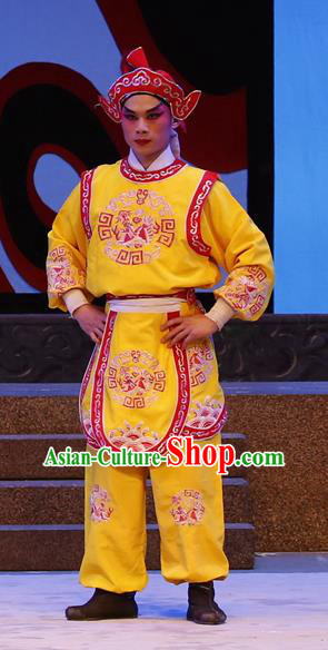 Zhaojun Frontier Song Chinese Guangdong Opera Soldier Apparels Costumes and Headwear Traditional Cantonese Opera Wusheng Garment Martial Male Clothing