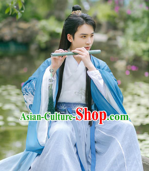 Chinese Traditional Ming Dynasty Swordsman Historical Costumes Ancient Nobility Scholar Hanfu Apparels Complete Set for Men