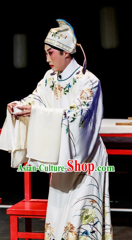 Fu Shi San Sheng Meng Chinese Guangdong Opera Scholar Apparels Costumes and Headwear Traditional Cantonese Opera Xiaosheng Garment Niche Clothing