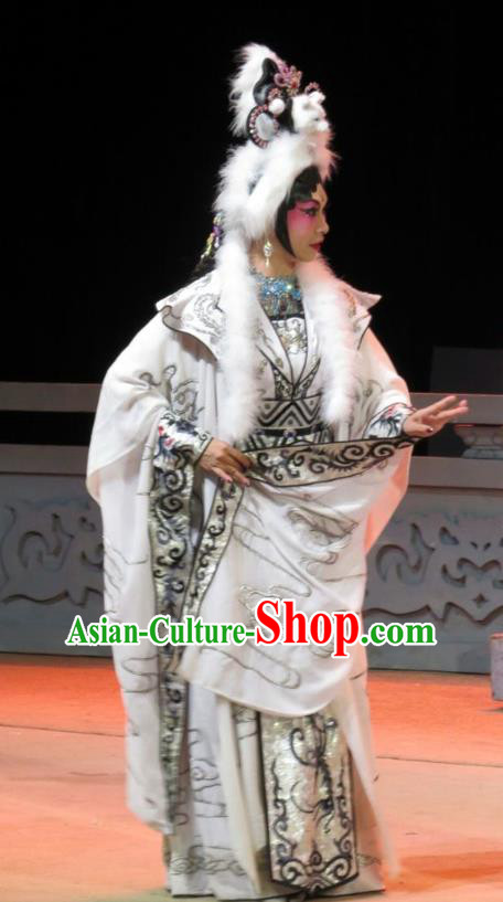 Chinese Cantonese Opera Fox Fairy Garment The Strange Stories Costumes and Headdress Traditional Guangdong Opera Actress Xiao Cui Apparels Young Female Dress