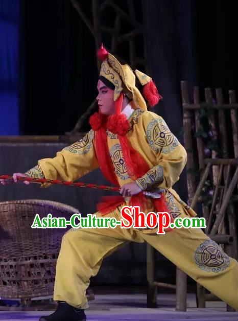 Milky Way Lovers Chinese Guangdong Opera Warrior Apparels Costumes and Headwear Traditional Cantonese Opera Wusheng Garment Soldier Clothing