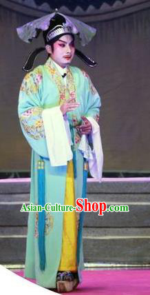 Escape from Banishment Chinese Guangdong Opera Young Male Apparels Costumes and Headwear Traditional Cantonese Opera Xiaosheng Garment Scholar Li Weile Clothing