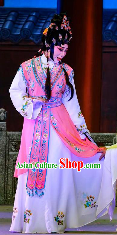 Chinese Cantonese Opera Maidservant Qiu Xiang Garment San Xiao Yin Yuan Costumes and Headdress Traditional Guangdong Opera Hua Tan Apparels Young Beauty Dress
