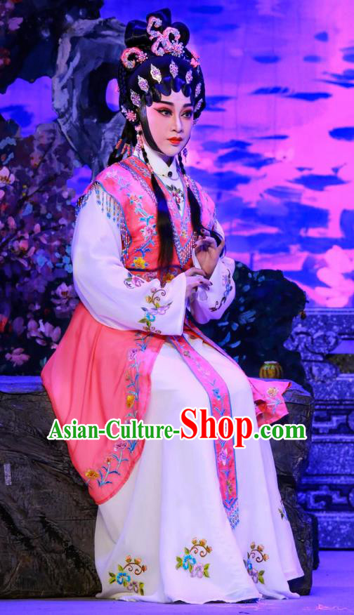 Chinese Cantonese Opera Maidservant Qiu Xiang Garment San Xiao Yin Yuan Costumes and Headdress Traditional Guangdong Opera Hua Tan Apparels Young Beauty Dress