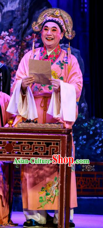 San Xiao Yin Yuan Chinese Guangdong Opera Gifted Youth Apparels Costumes and Headwear Traditional Cantonese Opera Scholar Garment Zhu Zhishan Clothing
