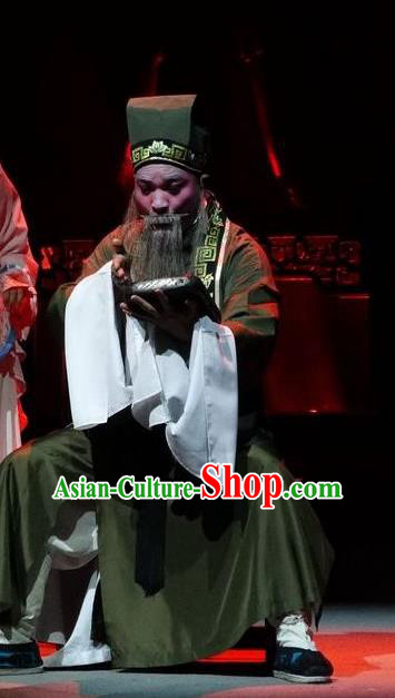 Zi Yun Chinese Guangdong Opera Elderly Male Apparels Costumes and Headwear Traditional Cantonese Opera Old Scholar Garment Clothing