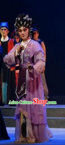 Chinese Cantonese Opera Young Female Garment Zi Yun Costumes and Headdress Traditional Guangdong Opera Country Woman Apparels Actress Dress