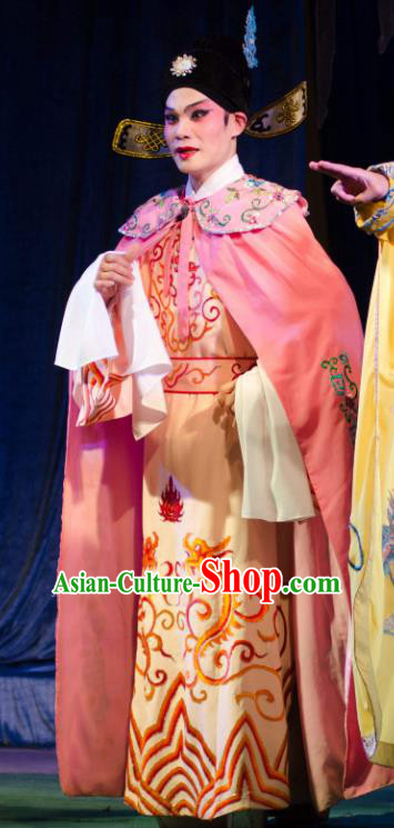 Chinese Guangdong Opera Young Male Apparels Costumes and Headwear Traditional Cantonese Opera Xiaosheng Garment Scholar Du Yuanlong Clothing