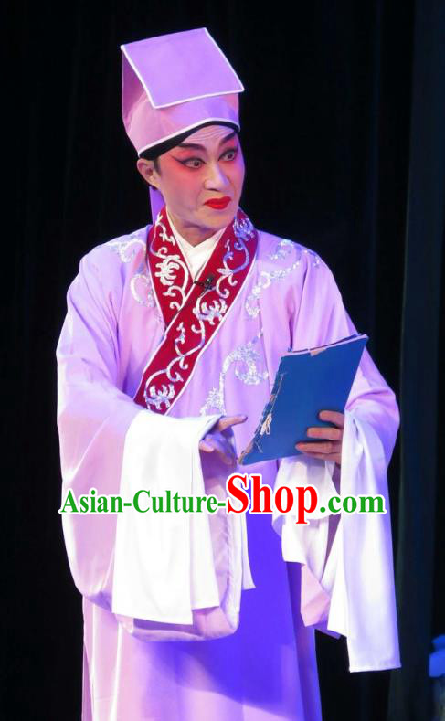 Wu Nv Bai Shou Chinese Guangdong Opera Scholar Zou Yinglong Apparels Costumes and Headwear Traditional Cantonese Opera Young Male Garment Gifted Youth Clothing