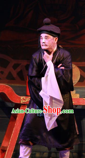 Fifteen Strings of Cash Chinese Guangdong Opera Clown Apparels Costumes and Headwear Traditional Cantonese Opera Theft Garment Lou Ashu Clothing