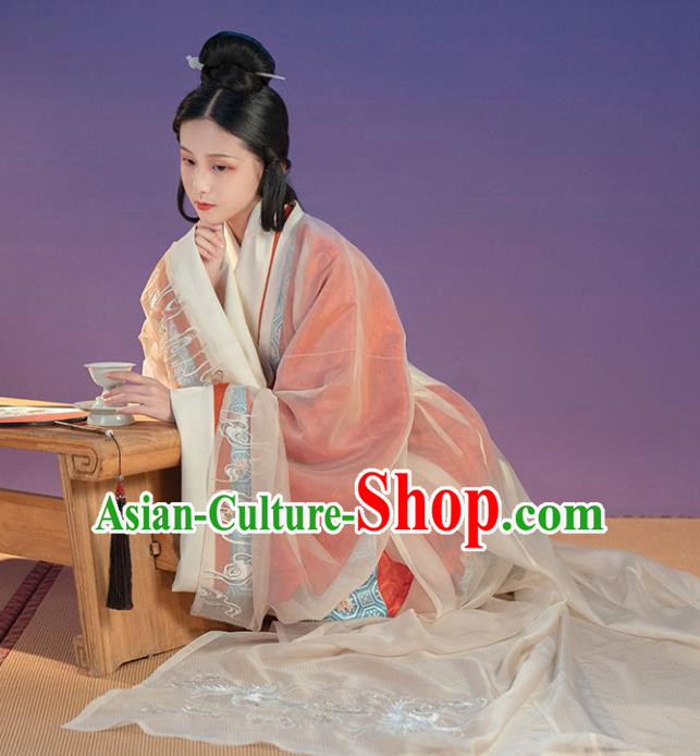 Chinese Traditional Royal Princess Embroidered Apparels Ancient Han Dynasty Palace Lady Hanfu Dress Historical Costumes Complete Set