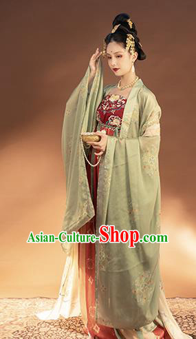 Chinese Traditional Tang Dynasty Noble Female Apparels Ancient Imperial Consort Embroidered Hanfu Dress Historical Costumes Complete Set