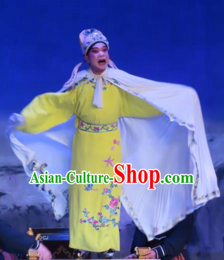 Chinese Guangdong Opera Xiaosheng Apparels Costumes and Headwear Traditional Cantonese Opera Niche Garment Young Male Zhu Zhong Clothing