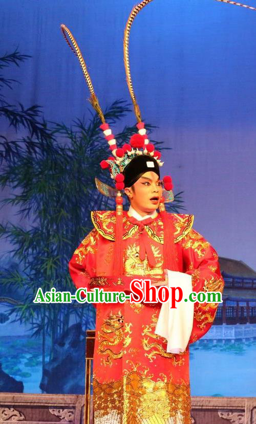 Chinese Guangdong Opera Prince Consort Apparels Costumes and Headwear Traditional Cantonese Opera Young Male Garment Childe Guo Ai Clothing