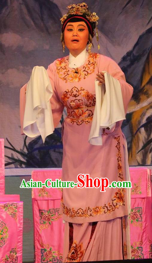 Chinese Cantonese Opera Pantaloon Garment Costumes and Headdress Traditional Guangdong Opera Elderly Female Apparels Noble Dame Dress