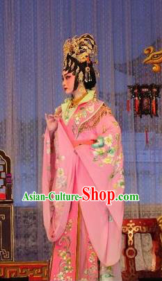 Chinese Cantonese Opera Hua Tan Garment Costumes and Headdress Traditional Guangdong Opera Young Female Apparels Princess Pink Dress