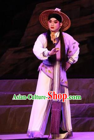 the Legend of Gold Rice Chinese Guangdong Opera Xiaosheng Apparels Costumes and Headwear Traditional Cantonese Opera Young Male Garment Farmer Lu Yacan Clothing