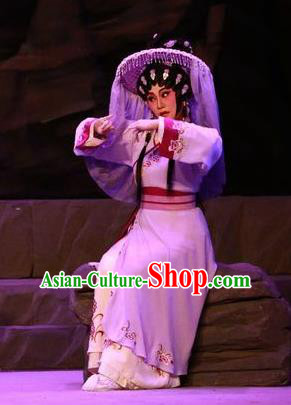 Chinese Cantonese Opera Village Woman Garment the Legend of Gold Rice Costumes and Headdress Traditional Guangdong Opera Young Female Apparels Diva Shi Hua Dress