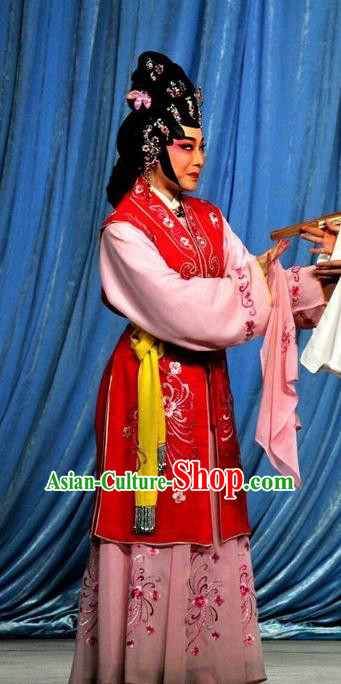 Chinese Cantonese Opera Woman Garment The Sword Costumes and Headdress Traditional Guangdong Opera Actress Apparels Young Mistress Dress