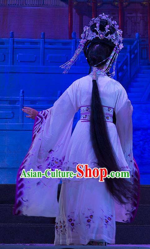 Chinese Cantonese Opera Actress Garment Wu Suo Dong Gong Costumes and Headdress Traditional Guangdong Opera Princess Apparels Hua Tan Dress