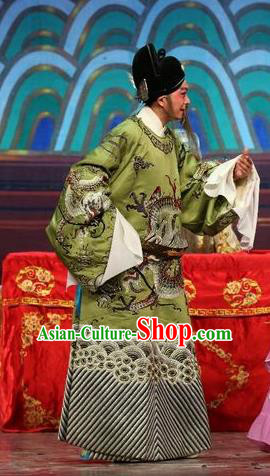 Feng Guan Meng Chinese Guangdong Opera Elderly Male Apparels Costumes and Headwear Traditional Cantonese Opera Laosheng Garment Official Li Yuanshun Clothing