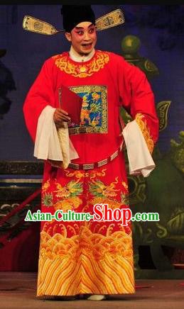 Shi Zou Yan Song Chinese Guangdong Opera Young Male Apparels Costumes and Headwear Traditional Cantonese Opera Garment Number One Scholar Hai Rui Clothing