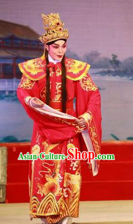 Wu Suo Dong Gong Chinese Guangdong Opera Xiaosheng Apparels Costumes and Headwear Traditional Cantonese Opera Young Male Garment Crown Prince Wen Xi Clothing