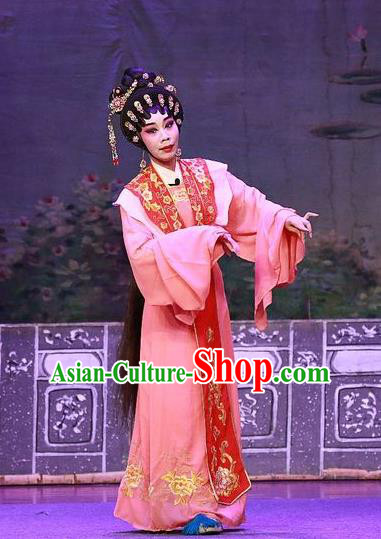 Chinese Cantonese Opera Hua Tan Garment Costumes and Headdress Traditional Guangdong Opera Actress Apparels Young Female Pang Yao Dress