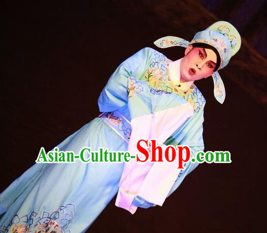 Nu Chuang Jin Dian Chinese Guangdong Opera Young Male Apparels Costumes and Headwear Traditional Cantonese Opera Scholar Garment Xiaosheng Clothing