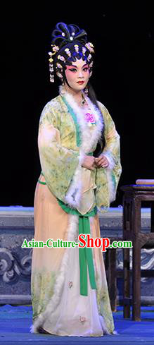 Chinese Cantonese Opera Actress Garment Qing Hua Pan Jinlian Costumes and Headdress Traditional Guangdong Opera Young Female Apparels Diva Dress