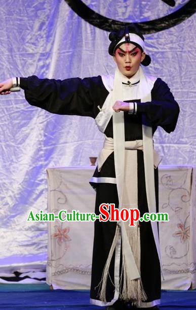 Qing Hua Pan Jinlian Chinese Guangdong Opera Hero Wu Song Apparels Costumes and Headwear Traditional Cantonese Opera Martial Male Garment Wusheng Clothing