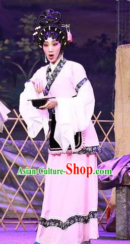 Chinese Cantonese Opera Young Mistress Garment Costumes and Headdress Traditional Guangdong Opera Actress Apparels Country Woman Dress