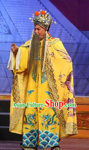 Li Shimin Deng Ji Chinese Guangdong Opera Emperor Li Yuan Apparels Costumes and Headwear Traditional Cantonese Opera Laosheng Garment Monarch Clothing