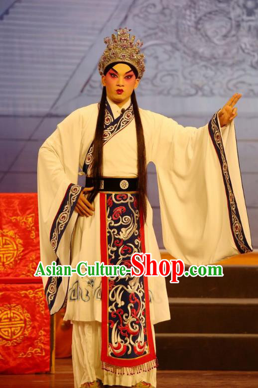 Li Shimin Deng Ji Chinese Guangdong Opera Xiaosheng Apparels Costumes and Headwear Traditional Cantonese Opera Prince Garment Young Male Clothing