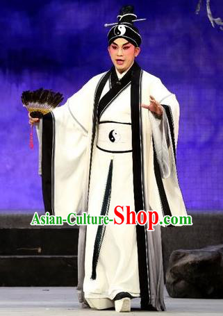 Pan Maoming Chinese Guangdong Opera Taoist Apparels Costumes and Headwear Traditional Cantonese Opera Young Male Garment Physician Clothing