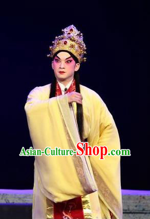 Li Shimin Deng Ji Chinese Guangdong Opera Prince Apparels Costumes and Headwear Traditional Cantonese Opera Young Male Garment Xiaosheng Clothing