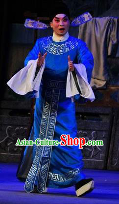 Shi Zou Yan Song Chinese Guangdong Opera Xiaosheng Apparels Costumes and Headwear Traditional Cantonese Opera Young Male Garment Scholar Li Shuyun Clothing
