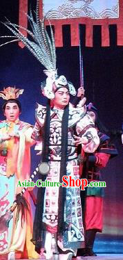 Nan Yue Gong Ci Chinese Guangdong Opera General Zhao Tuo Apparels Costumes and Headwear Traditional Cantonese Opera Military Officer Garment King Clothing