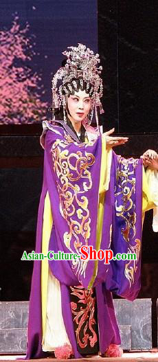 Chinese Cantonese Opera Queen Garment Nan Yue Gong Ci Costumes and Headdress Traditional Guangdong Opera Actress Apparels Rani Dress