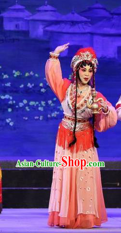 Chinese Cantonese Opera Princess Garment Shuang Qiang Lu Wenlong Costumes and Headdress Traditional Guangdong Opera Hua Tan Apparels Young Beauty Dress