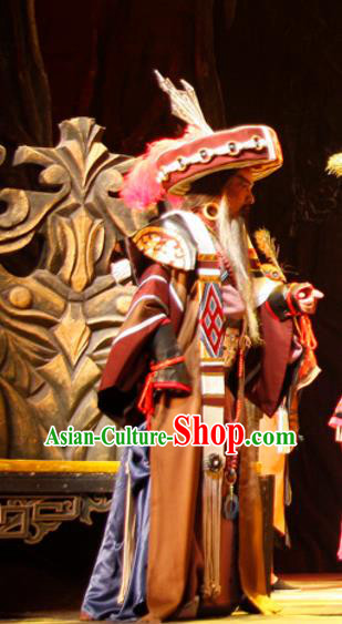 Chinese Traditional Miao Ethnic King Businessman Apparels Costumes Historical Drama Lord Garment Minority Shaikh Clothing and Headwear