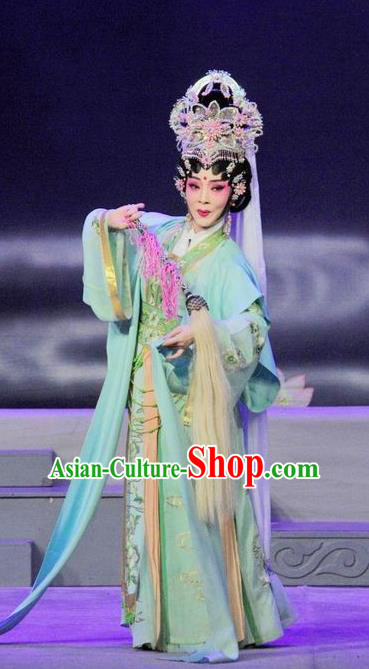 Chinese Ancient Goddess Zhen Yuchan Garment Three Kingdoms Period Beauty Costumes and Headdress Traditional Imperial Consort Dress Apparels