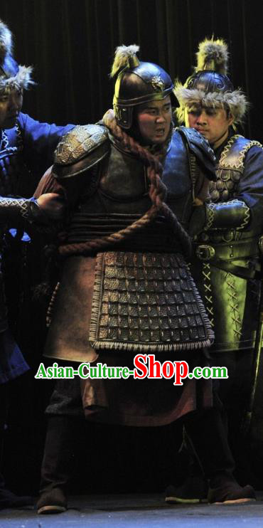 Chinese Traditional Northern Wei Dynasty Shogun Apparels Costumes Historical Drama Bei Wei Feng Yang Ancient General Garment Armor Clothing and Headwear