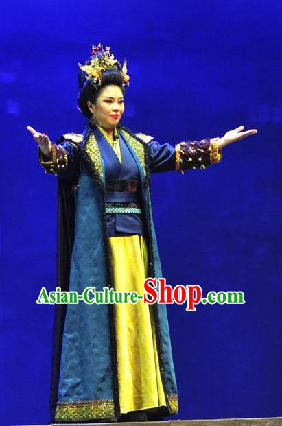 Chinese Historical Drama Bei Wei Feng Yang Ancient Queen Garment Costumes Traditional Northern Wei Dynasty Empress Dowager Dress Court Woman Apparels and Headdress