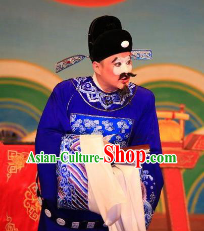 Xu Jiujing Chinese Guangdong Opera Magistrate Apparels Costumes and Headwear Traditional Cantonese Opera Clown Garment Official Clothing
