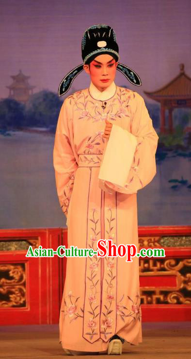 Xu Jiujing Chinese Guangdong Opera Xiaosheng Apparels Costumes and Headwear Traditional Cantonese Opera Young Male Garment Childe You Jin Clothing