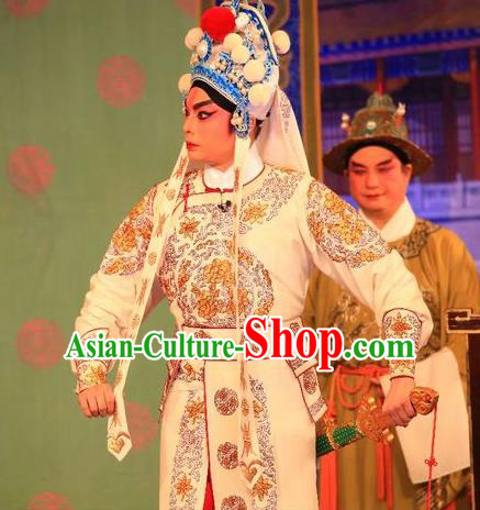 Xu Jiujing Chinese Guangdong Opera Martial Male Liu Yu Apparels Costumes and Headwear Traditional Cantonese Opera Wusheng Garment Swordsman Clothing