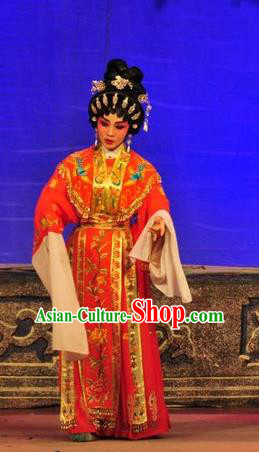 Chinese Cantonese Opera Young Beauty Garment Unhappy Marriage Costumes and Headdress Traditional Guangdong Opera Hua Tan Apparels Actress Dress